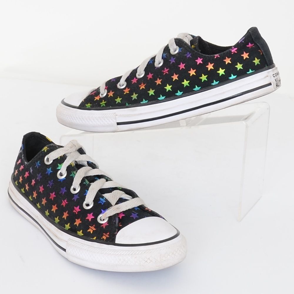 Converse Girls Size‎ 1 Rainbow Stars Lace Up Low Top Sneakers Kids 670690F